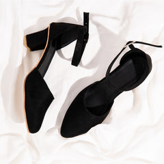 Velvet Ankle Strap Heels EL-145